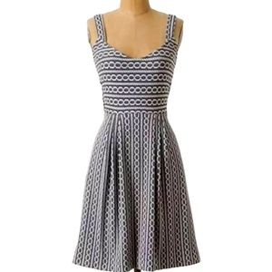 Anthropologie Postmark Rolo Gray White Cutout Crisscross Jacquard Dress Large L